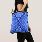 Reflecterende Blauwe Golven Moderne Abstracte Ontw Tote Bag (Dichtbij)