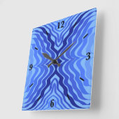 Reflecterende Blauwe Golven Moderne Abstracte Ontw Vierkante Klok (Hoek)