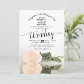 Reflecterende Bleke Blush Peach Roos Elegante brui Kaart (Staand voorkant)