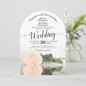 Reflecterende Bleke Blush Peach Roos Elegante brui Kaart (Staand voorkant)