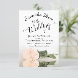 Reflecterende Bleke perzik Roos Romantische bruilo Save The Date