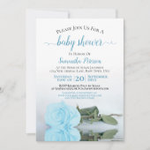 Reflecterende Blue Roos Elegant Baby Boy Shower Kaart (Voorkant)