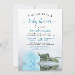 Reflecterende Blue Roos Elegant Baby Boy Shower Kaart