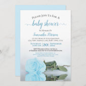 Reflecterende Blue Roos Elegant Baby Boy Shower Kaart (Voorkant / Achterkant)