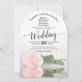 Reflecterende Blush Roze Rose Elegant Boog Huwelij Kaart (Voorkant)