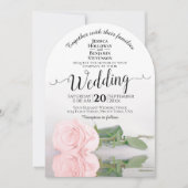 Reflecterende Blush Roze Rose Elegant Boog Huwelij Kaart (Voorkant)