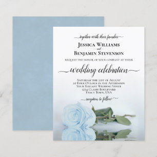 Reflecterende Dusty Blue Roos BUDGET Wedding Invit