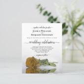 Reflecterende Gold Ochre Roos BUDGET Wedding Invit (Staand voorkant)