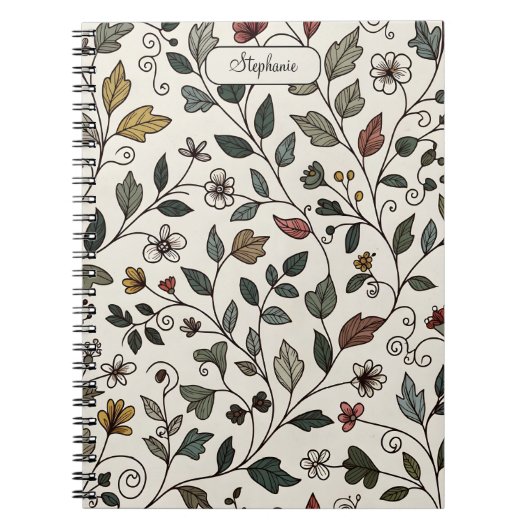 Reflecterende Ingewikkelde Whimsical Wijnstok Notitieboek (Voorkant)