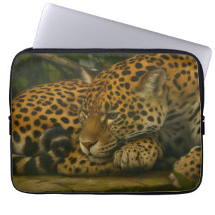 Reflecterende Jaguar – Serene Wildlife Art Print Laptop Sleeve