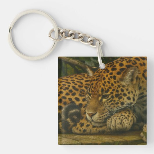Reflecterende Jaguar – Serene Wildlife Art Print Sleutelhanger (voorkant)