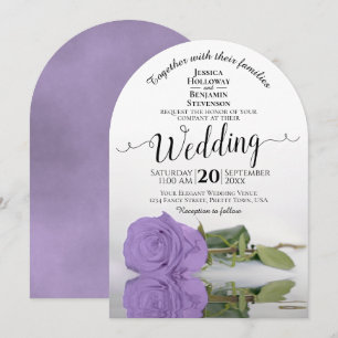 Reflecterende Lavender Paars Roos Elegant Wedding Kaart