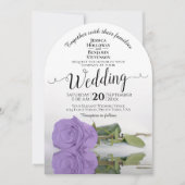 Reflecterende Lavender Paars Roos Elegant Wedding Kaart (Voorkant)