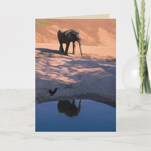 Reflecterende olifant in Wenskaart met blanco wate Kaart (Voorkant)