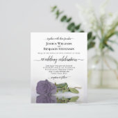 Reflecterende Paarse Roos BUDGET Wedding Invite (Staand voorkant)