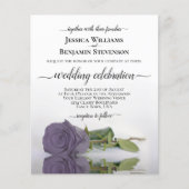 Reflecterende Paarse Roos BUDGET Wedding Invite (Voorkant)