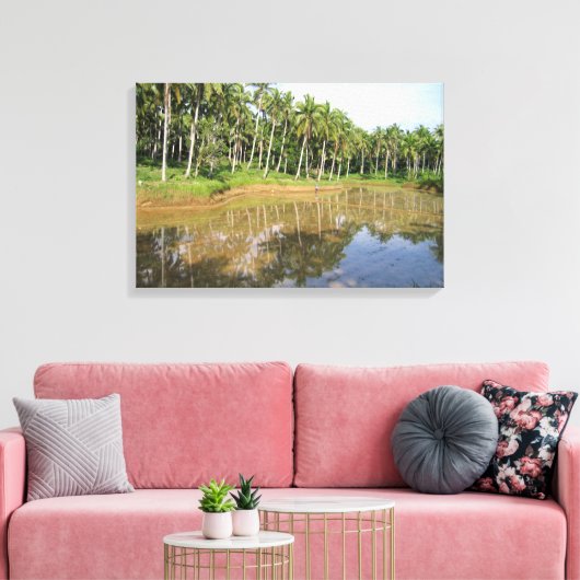Reflecterende palmbomen canvas afdruk (Insitu (Woonkamer))
