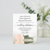 Reflecterende Peach Roos BUDGET Wedding Invitation (Staand voorkant)