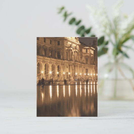 Reflecterende pool in het Louvre, Parijs, Frankrij Briefkaart (Staand voorkant)