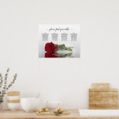 Reflecterende Red Rose 4 Table Wedding Seating Cha Poster (Keuken)