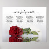 Reflecterende Red Rose 4 Table Wedding Seating Cha Poster (Voorkant)