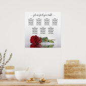 Reflecterende Red Rose 7 Table Wedding Seating Cha Poster (Keuken)