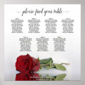 Reflecterende Red Rose 7 Table Wedding Seating Cha Poster (Voorkant)
