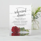 Reflecterende Red Rose bruiloft repetitie diner Kaart (Staand voorkant)