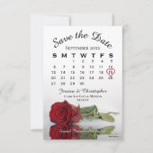 Reflecterende Red Rose Elegant Wedding Calendar Save The Date (Voorkant)