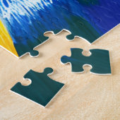 Reflecterende regenachtige levendige kleuren in de legpuzzel (Zijkant)