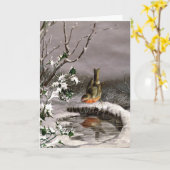 Reflecterende Robin Victoriaans kerst Kaart (Gele Bloem)