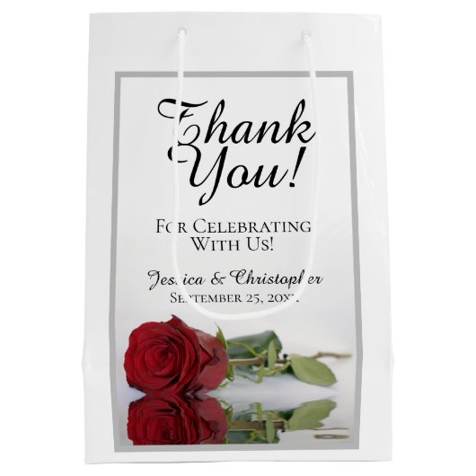 Reflecterende rode roos bruiloft dank u medium cadeauzakje (Achterkant)