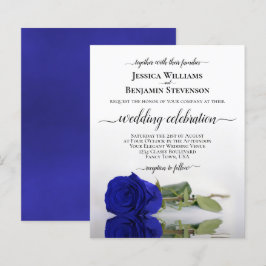Reflecterende Royal Blue Roos BUDGET Wedding Invit