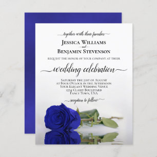 Reflecterende Royal Blue Roos BUDGET Wedding Invit