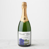 Reflecterende Royal Blue Roos Wedding Dankuwel Sparkling Wijnetiket (Voorkant)