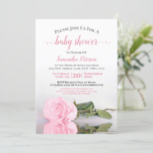 Reflecterende Roze Roze Elegant Baby Girl Shower Kaart