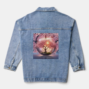Reflecterende schoonheid: glazen appel met bloesem denim jacket