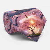 Reflecterende schoonheid: glazen appel met bloesem stropdas (Opgerold)