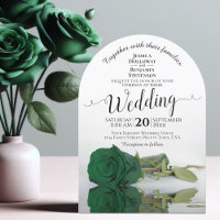 Reflecterende smaragdgroene Roos Elegante Boog Wed
