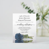 Reflecterende Steel Blue Roos BUDGET Wedding Invit (Staand voorkant)