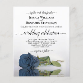 Reflecterende Steel Blue Roos BUDGET Wedding Invit