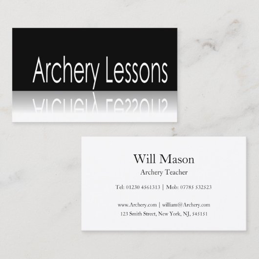 Reflecterende tekst - Archery Lessons - Visitekaar Visitekaartje (Voorkant / Achterkant)