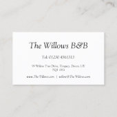 Reflecterende tekst - Bed & Breakfast - Visitekaar Visitekaartje (Achterkant)