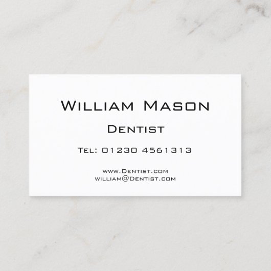 Reflecterende tekst - Dentist - Visitekaartje (Achterkant)