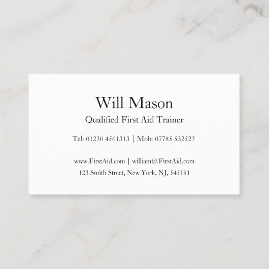 Reflecterende tekst - Eerste hulp - Visitekaartje (Achterkant)