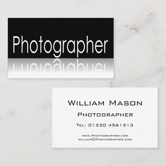 Reflecterende tekst - Fotograaf - Visitekaartje (Voorkant / Achterkant)