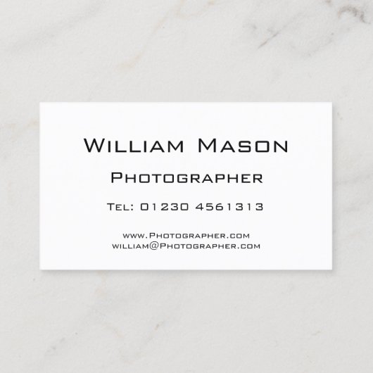 Reflecterende tekst - Fotograaf - Visitekaartje (Achterkant)