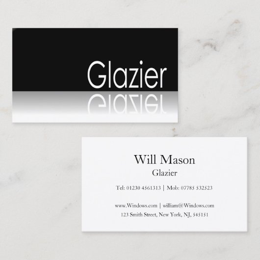 Reflecterende tekst - Glazier - Visitekaartje (Voorkant / Achterkant)