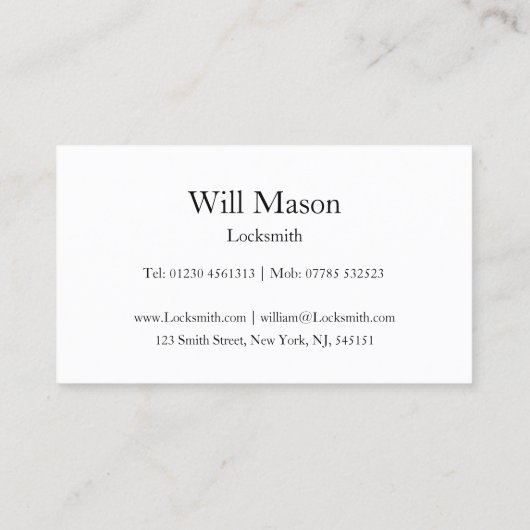 Reflecterende tekst - Locksmith - Visitekaartje (Achterkant)