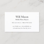 Reflecterende tekst - Mobiele telefoonreparaties - Visitekaartje (Achterkant)